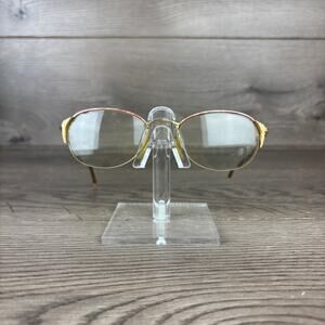 Vintage LOGO Paris 1401 007 52-19 L130 Gold Pink Half Rim Eyeglasses Frames Only